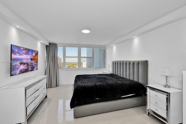 3140 S Ocean Dr Unit 1011, Hallandale Beach, FL 33009 - bedroom with recessed lighting, light tile patterned floors, and baseboards