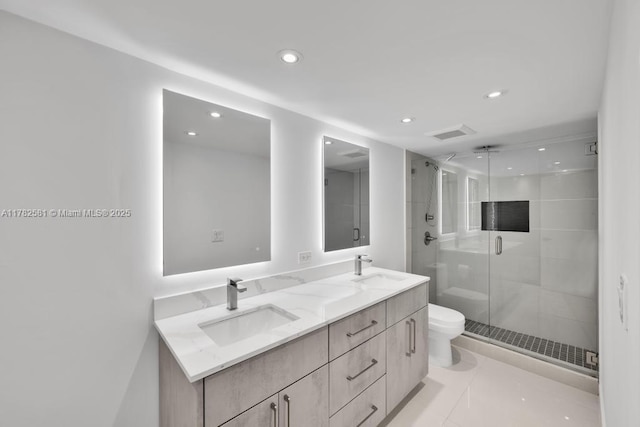3140 S Ocean Dr Unit 1011, Hallandale Beach, FL 33009 - full bath featuring recessed lighting, visible vents, a sink, and a stall shower