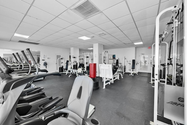 3140 S Ocean Dr Unit 1011, Hallandale Beach, FL 33009 - gym featuring a paneled ceiling and visible vents