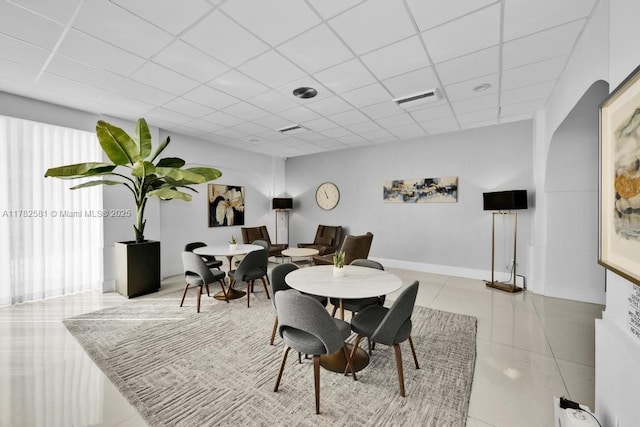 3140 S Ocean Dr Unit 1011, Hallandale Beach, FL 33009 - tiled dining area featuring a paneled ceiling and visible vents