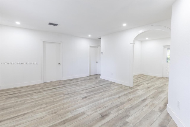 6440 SW 20th St, Miramar, FL 33023 - unfurnished room with light wood-style floors, recessed lighting, arched walkways, and baseboards