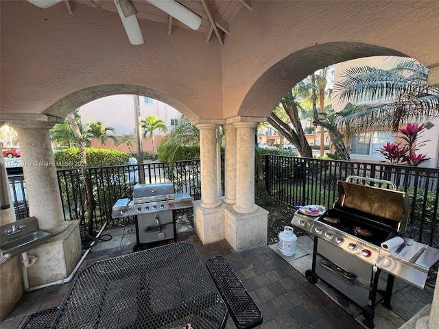 view of patio with a grill