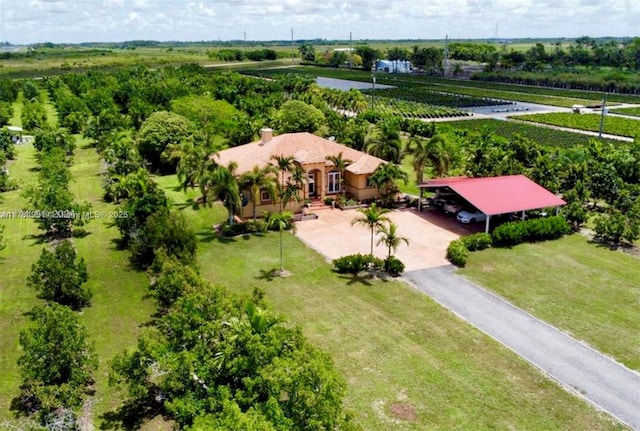 aerial view featuring a rural view