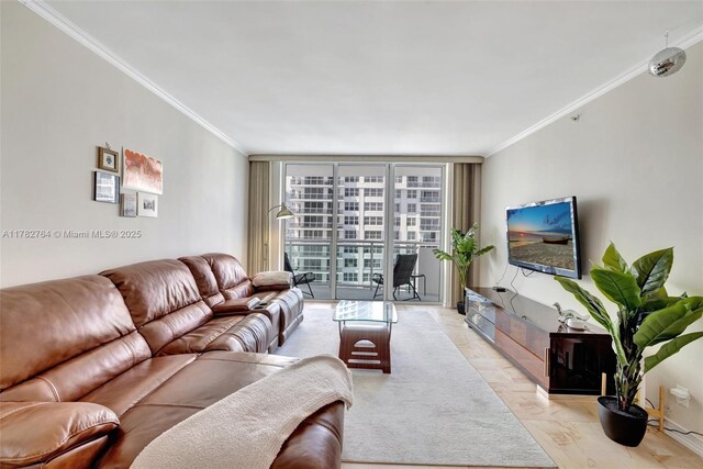 3001 S Ocean Dr Unit 1507, Hollywood, FL 33019 - living area with expansive windows and crown molding
