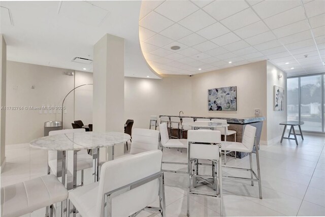3001 S Ocean Dr Unit 1507, Hollywood, FL 33019 - dining area featuring light tile patterned floors, visible vents, and recessed lighting