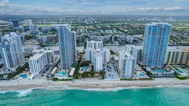 3001 S Ocean Dr Unit 1507, Hollywood, FL 33019 - birds eye view of property featuring a view of the beach, a water view, and a city view