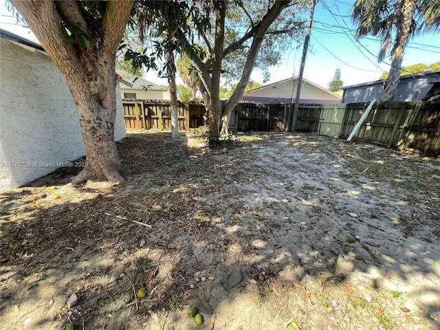 view of yard with a fenced backyard