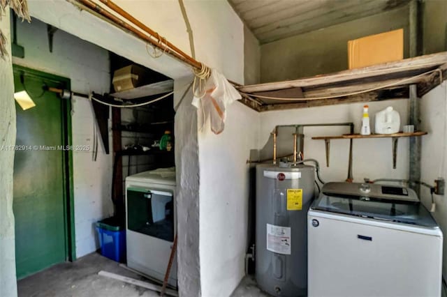utilities featuring water heater and washer / clothes dryer