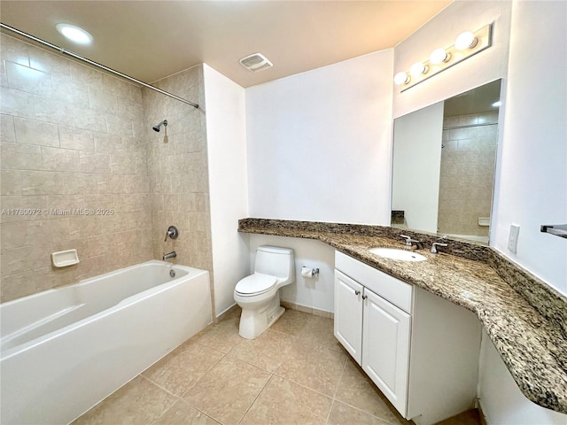 3001 NE 185th St Unit 336, Aventura, FL 33180 - full bathroom with visible vents, shower / washtub combination, toilet, vanity, and tile patterned floors