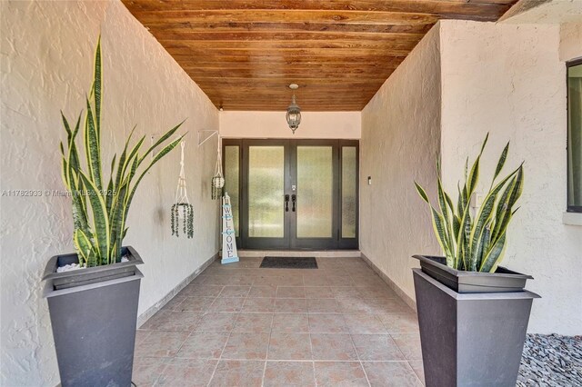 doorway to property with french doors