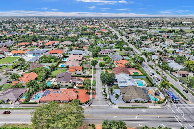 drone / aerial view with a residential view