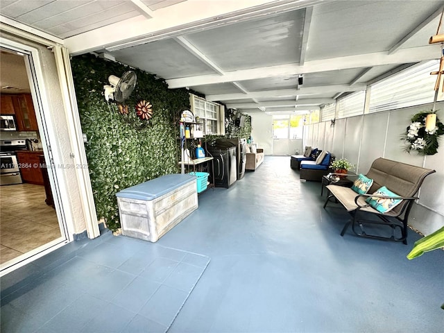 view of garage