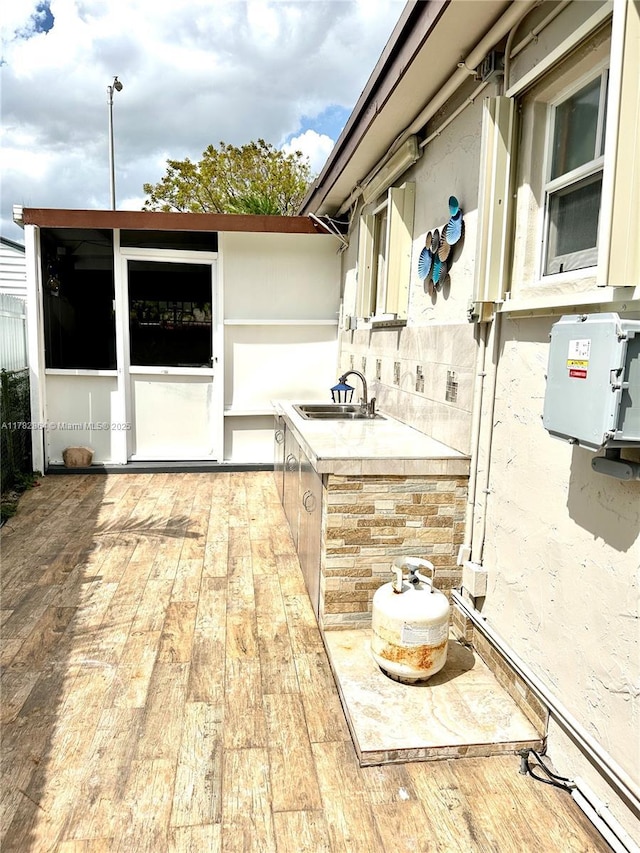 view of patio / terrace with a sink