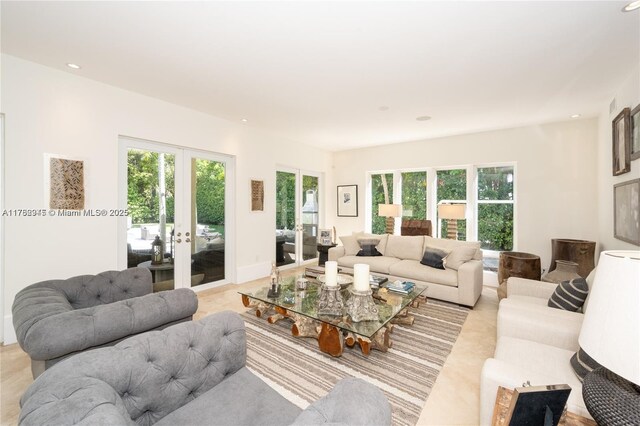 31 Island Dr, Key Biscayne, FL 33149 - living area featuring french doors and recessed lighting