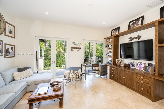 31 Island Dr, Key Biscayne, FL 33149 - living area with french doors and recessed lighting