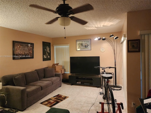 6120 Newstead Ct, Green Acres, FL 33463 - living room with a textured ceiling and ceiling fan