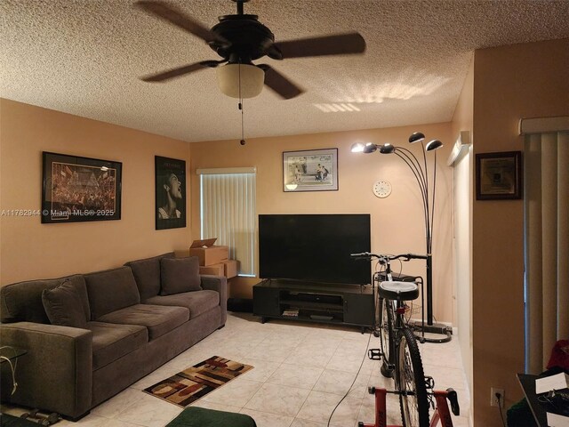 6120 Newstead Ct, Green Acres, FL 33463 - living room with a textured ceiling and ceiling fan
