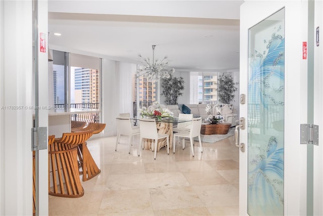 100 S Birch Rd Unit 1602C, Fort Lauderdale, FL 33316 - dining room featuring a chandelier and recessed lighting