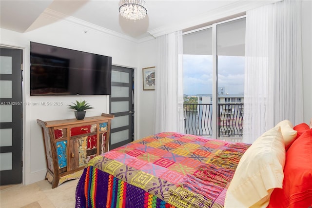 100 S Birch Rd Unit 1602C, Fort Lauderdale, FL 33316 - bedroom with access to exterior and ornamental molding