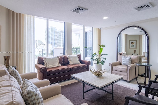 100 S Birch Rd Unit 1602C, Fort Lauderdale, FL 33316 - living room with a textured ceiling, recessed lighting, and a view of city