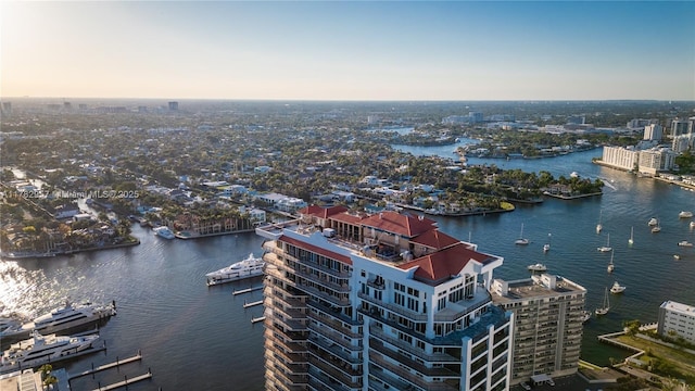 100 S Birch Rd Unit 1602C, Fort Lauderdale, FL 33316 - aerial view at dusk of a water view and a view of city