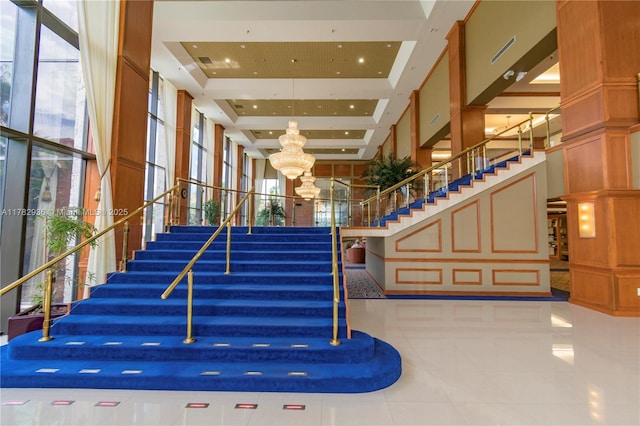 common area with stairs