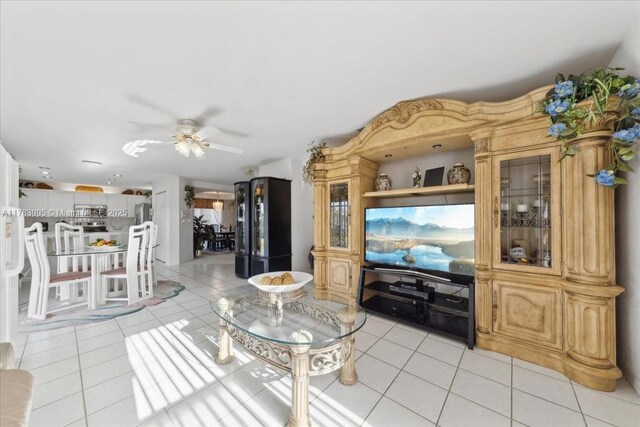 15489 SW 150th St, Miami, FL 33196 - living area with a ceiling fan and light tile patterned flooring