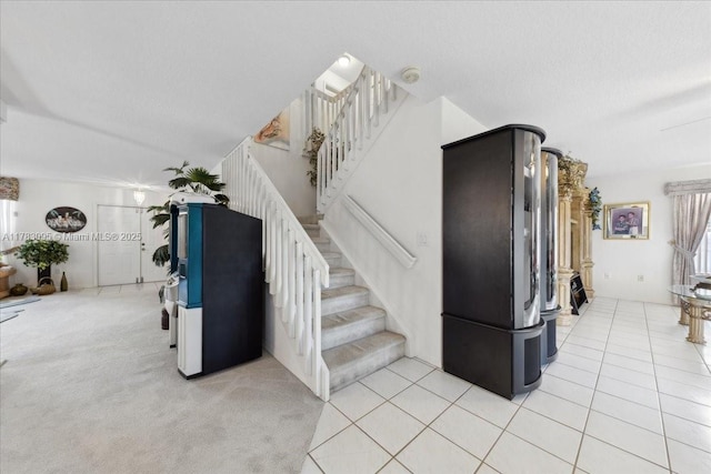 15489 SW 150th St, Miami, FL 33196 - staircase with tile patterned floors and carpet flooring