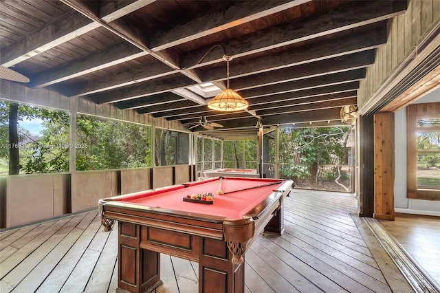 rec room featuring pool table and hardwood / wood-style floors