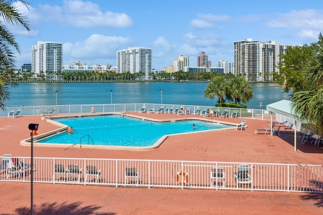 2851 Leonard Dr Unit J610, Aventura, FL 33160 - community pool featuring a water view and a view of skyline