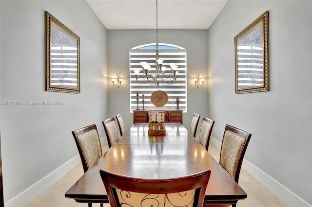 4060 SW 152nd Ave, Miramar, FL 33027 - dining space featuring light tile patterned flooring, an inviting chandelier, and baseboards
