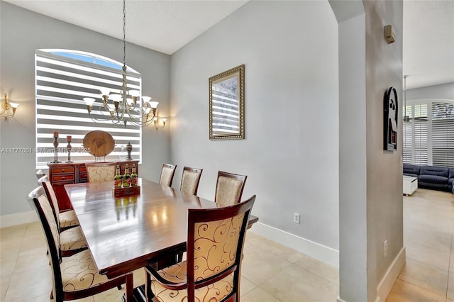 4060 SW 152nd Ave, Miramar, FL 33027 - dining area with light tile patterned flooring, an inviting chandelier, and baseboards