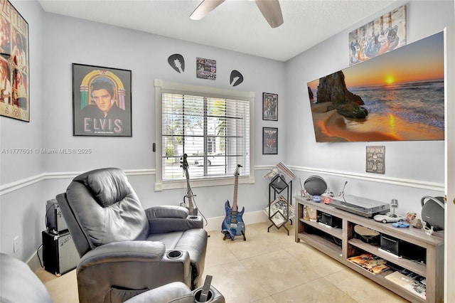 4060 SW 152nd Ave, Miramar, FL 33027 - living area featuring tile patterned flooring, baseboards, and a ceiling fan