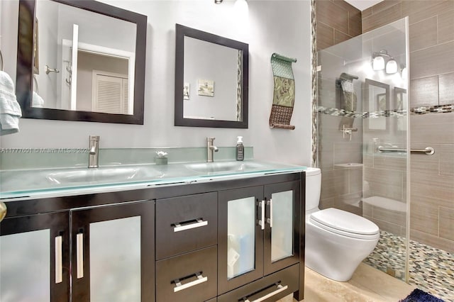 4060 SW 152nd Ave, Miramar, FL 33027 - full bathroom featuring double vanity, a tile shower, a sink, and toilet