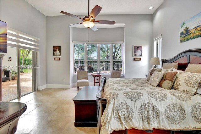 4060 SW 152nd Ave, Miramar, FL 33027 - bedroom featuring multiple windows, access to outside, a high ceiling, and recessed lighting