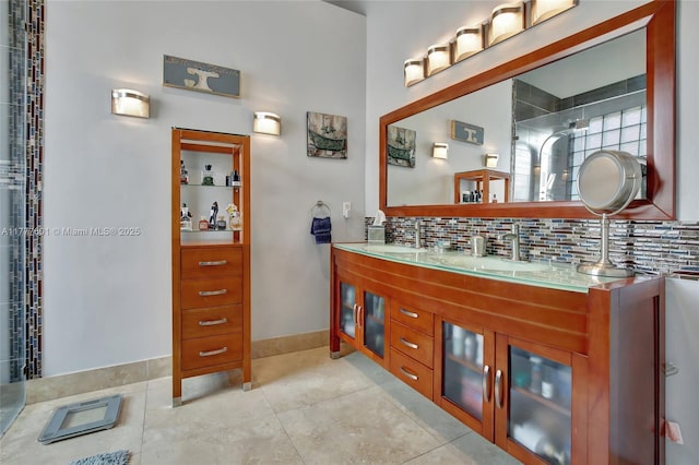 4060 SW 152nd Ave, Miramar, FL 33027 - bathroom featuring tasteful backsplash, double vanity, a sink, and tile patterned flooring