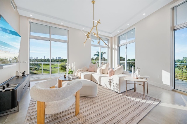 2001 Meridian Ave Unit 514, Miami Beach, FL 33139 - living room featuring recessed lighting and a towering ceiling