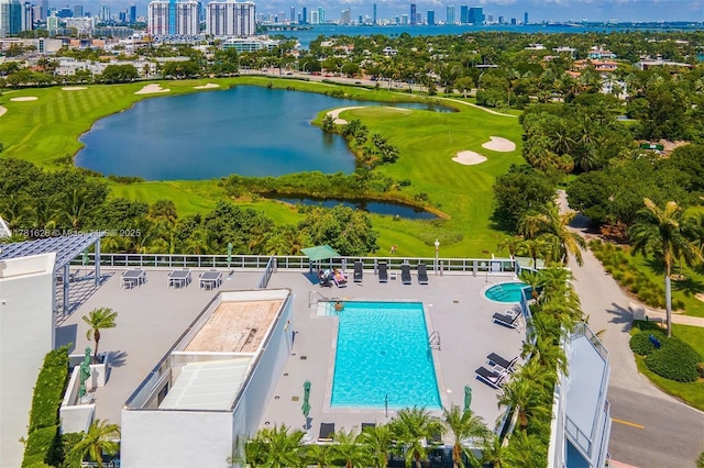 2001 Meridian Ave Unit 514, Miami Beach, FL 33139 - birds eye view of property featuring a water view, a view of city, and view of golf course