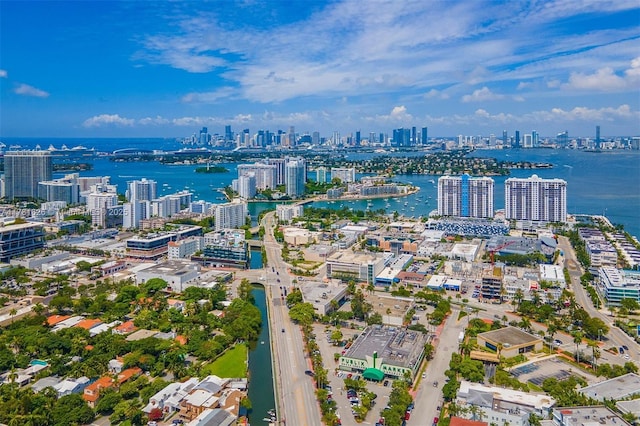 2001 Meridian Ave Unit 514, Miami Beach, FL 33139 - drone / aerial view featuring a water view and a view of city