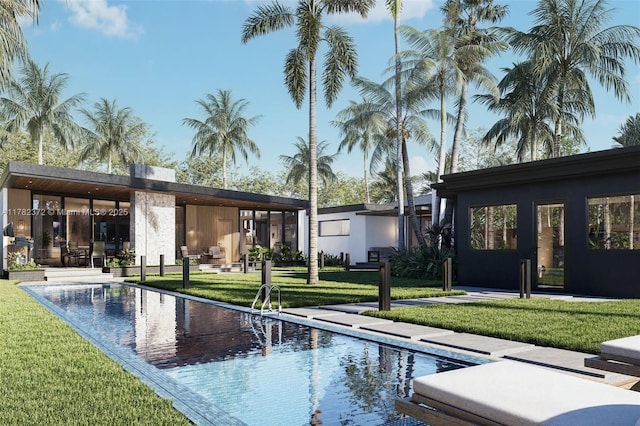 pool with a yard