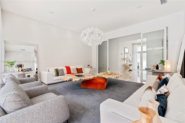 living area featuring visible vents