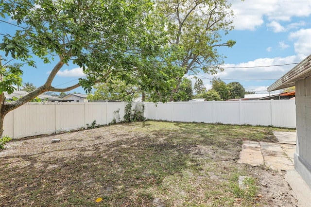 view of yard with a fenced backyard
