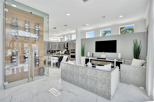 3408 NE 169th St, North Miami Beach, FL 33160 - living area with visible vents, recessed lighting, and marble finish floor