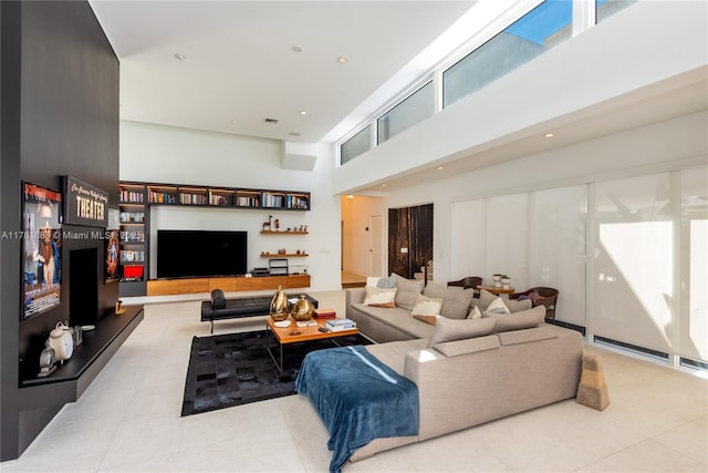 6295 SW 126th St, Pinecrest, FL 33156 - tiled living room with a towering ceiling