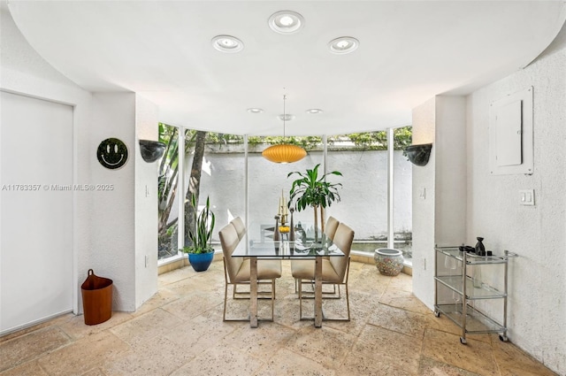 3200 Morris Ln, Miami, FL 33133 - dining room featuring stone tile floors, electric panel, and recessed lighting