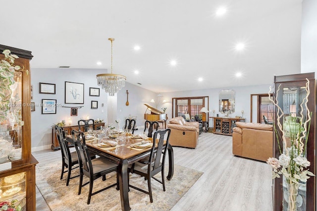 18201 SW 87th Ave, Palmetto Bay, FL 33157 - dining space featuring recessed lighting, light wood-style floors, and a chandelier