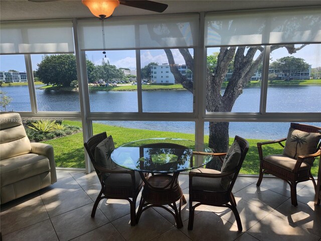 2114 E Cambridge E Unit 2114, Deerfield Beach, FL 33442 - sunroom / solarium featuring a water view and tile patterned floors