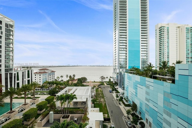 600 NE 27th St Unit 1005, Miami, FL 33137 - balcony with a water view, a city view, and view of pool area
