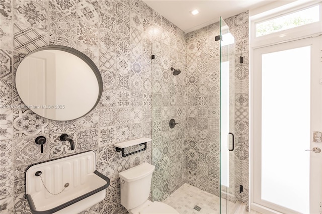 8200 SW 62nd Ave, Miami, FL 33143 - bathroom featuring toilet, recessed lighting, and a stall shower
