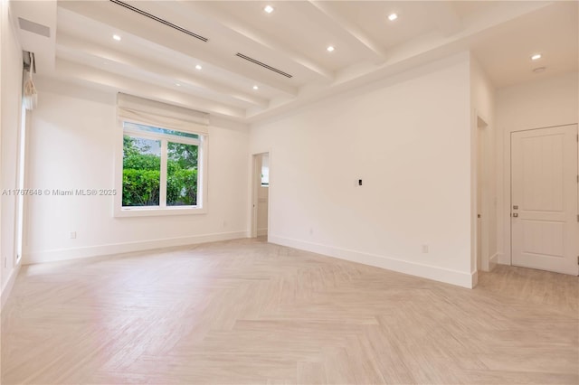 8200 SW 62nd Ave, Miami, FL 33143 - empty room with recessed lighting, baseboards, visible vents, and beam ceiling